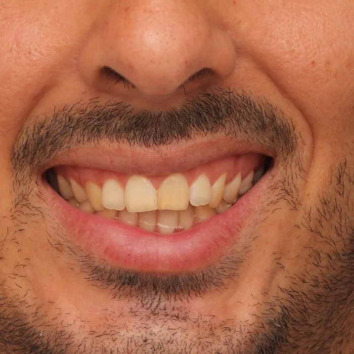 dentes tortos e apinhados antes do tratamento